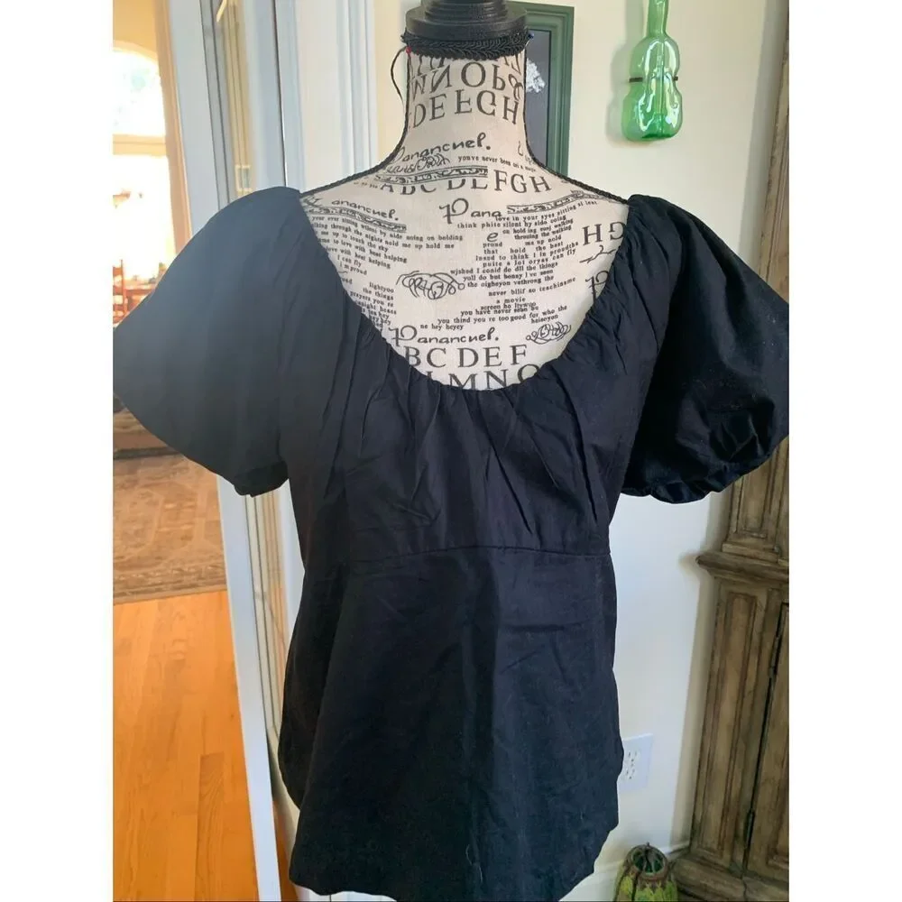 Puff-Sleeve Smocked Babydoll Blouse